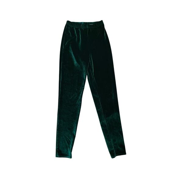 y2k Vintage American Apparel Dark Green Velvet Stretch Leggings Size Medium - Picture 1 of 5